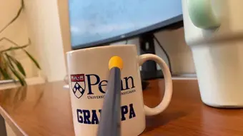 The sensor probe touching cup (porcelain)