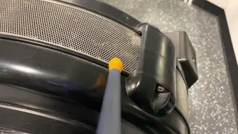 The sensor probe touching tire (steel)
