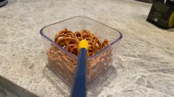 The sensor probe touching bread (bread)